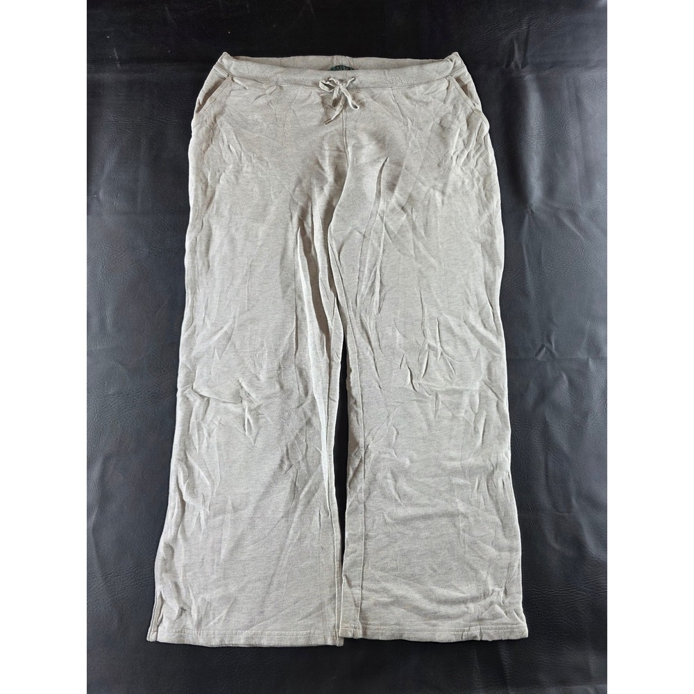 Lauren Ralph Lauren Womens Cotton Lounge Pants Oatmeal Beige Wide Leg Large